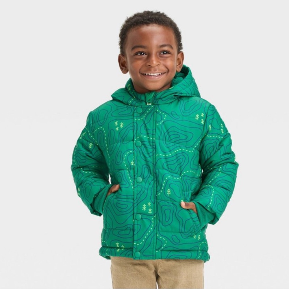 Toddler Boy’s Heavy Weight Puffer Jacket - Cat & Jack Green 4T